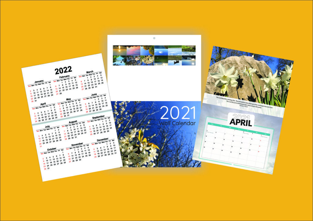 Printed calendars A4 hole punched